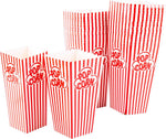 Popcorn containers for home movie theater use, 100 pack, striped white and red paper