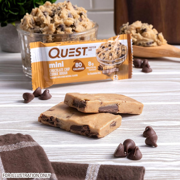 Quest Nutrition Mini Chocolate Chip Cookie Dough Protein Bars, 14 Count, Gluten Free