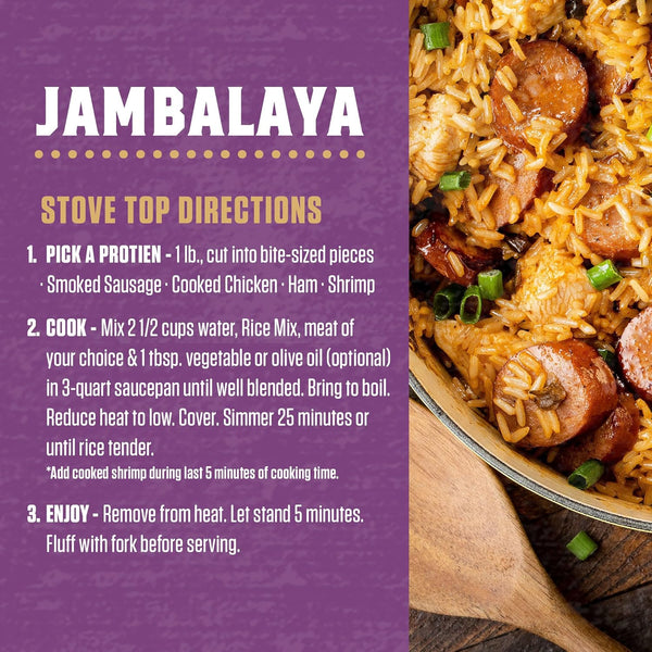 Zatarain's New Orleans Style Jambalaya Rice Mix with Onions, Bell Peppers, Garlic, 8 oz, Gluten-Free, Easy-Prep