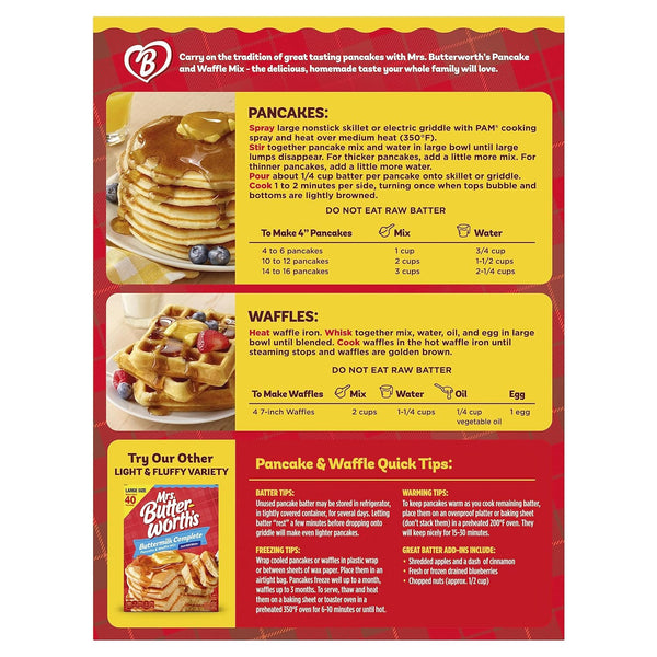 Mrs. Butterworth Pancake and Waffle Mix, 32 Ounce, Non-GMO, No Preservatives, Easy to Make, Great Source of Calcium