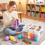 17-Quart Plastic Storage Box with Removable Tray for Arts and Crafts Supplies
