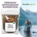 Healthworks Superfoods Raw Chia Seeds - 32 Oz / 2 Lbs - Premium & All-Natural - Contains Omega 3, Fiber & Protein - Great with Shakes, Smoothies & Oatmeal