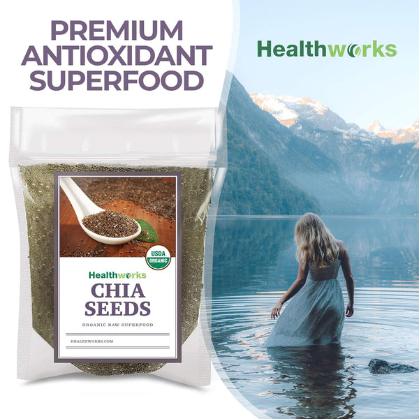 Healthworks Superfoods Raw Chia Seeds - 32 Oz / 2 Lbs - Premium & All-Natural - Contains Omega 3, Fiber & Protein - Great with Shakes, Smoothies & Oatmeal