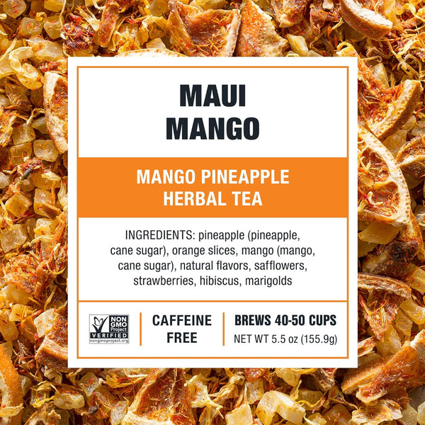Maui Mango Loose Leaf Herbal Tea Blend for Hot or Iced Brewing