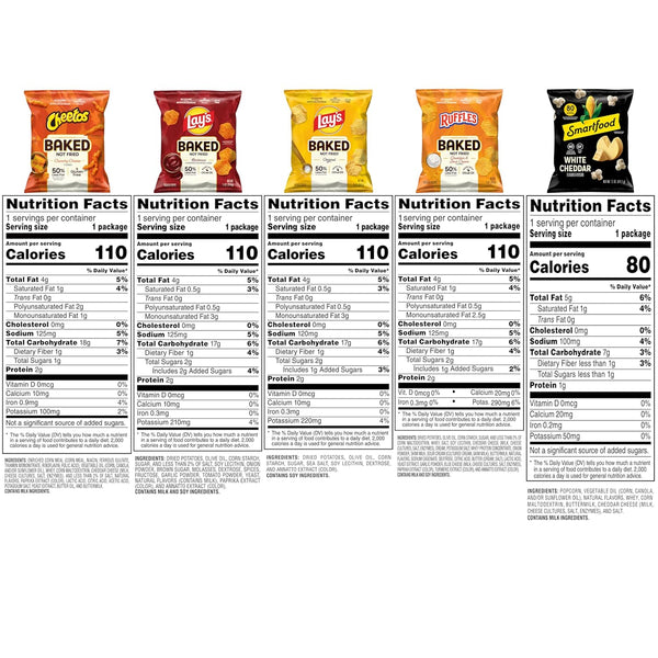 Frito-Lay Baked & Popped Mix Variety Pack, 40 single serve bags