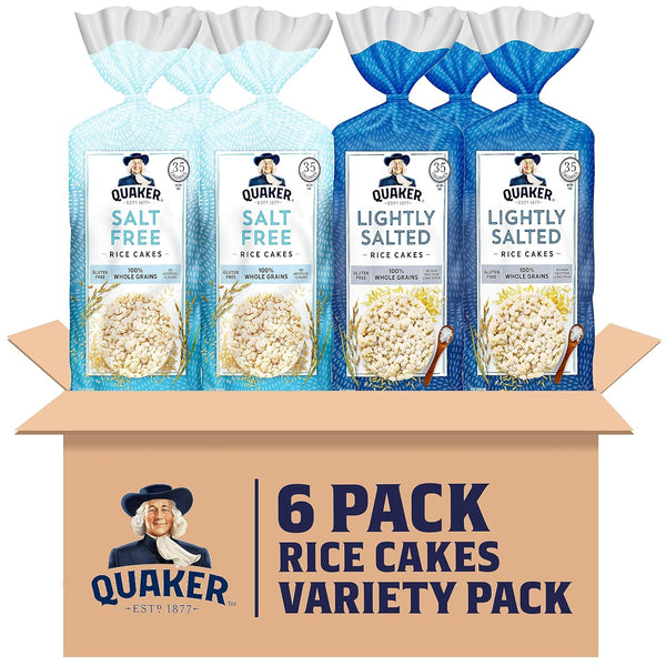 Quaker Large Rice Cakes, 3 Flavor Variety Pack, Gluten Free, 6 Count