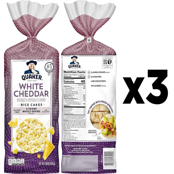 Quaker Large Rice Cakes White Cheddar 5.5 Oz Pack of 3