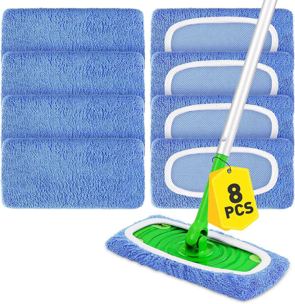 14Pcs Reusable Microfiber Mop Pads Compatible with Sweeper Mops,Dry Sweeping Cloths & Wet Mopping Pads Refills,Washable Mop Pads for Floor Cleaning