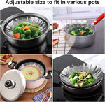 Stainless Steel Steamer Basket for Steaming Cooking, Expandable to Fit Various Size Pots (5.5" to 9.3")