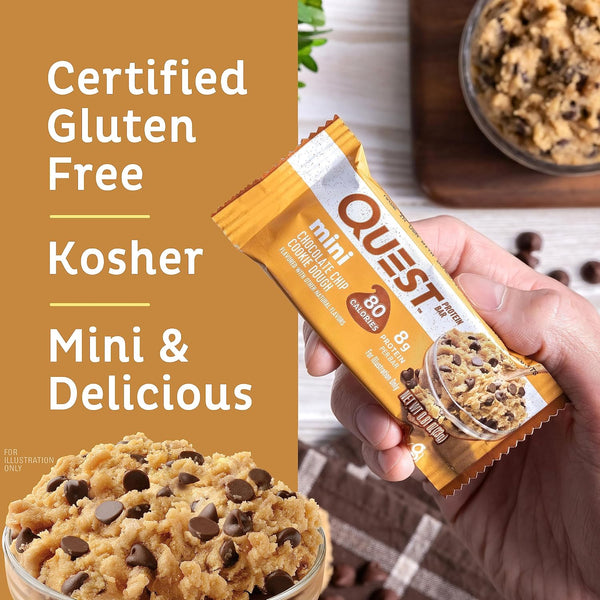 Quest Nutrition Mini Chocolate Chip Cookie Dough Protein Bars, 14 Count, Gluten Free