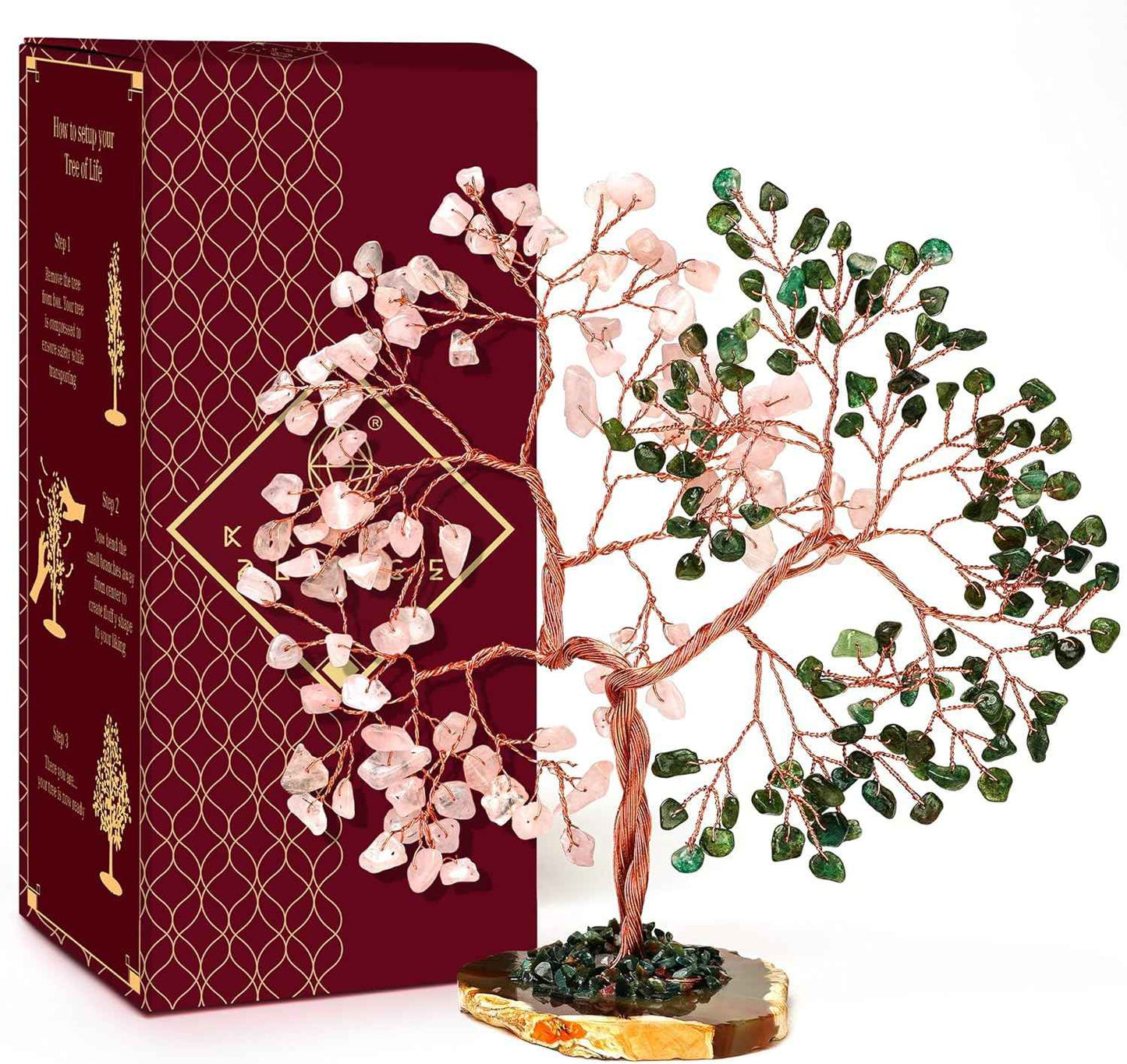 Crystal Tree of Life 7 Chakra Healing Crystals Trees for Home Decor, Office Desk Decor, Boho Decor, Handmade Bonsai Trees for Positive Energy, Money, Good Luck Birthday Gifts for Women, Mom