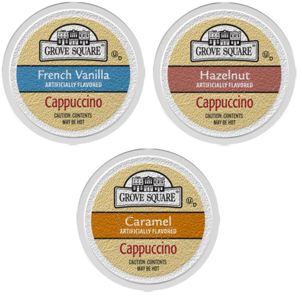 Grove Square Cappuccino Pods Variety Pack Single Serve 72 Count