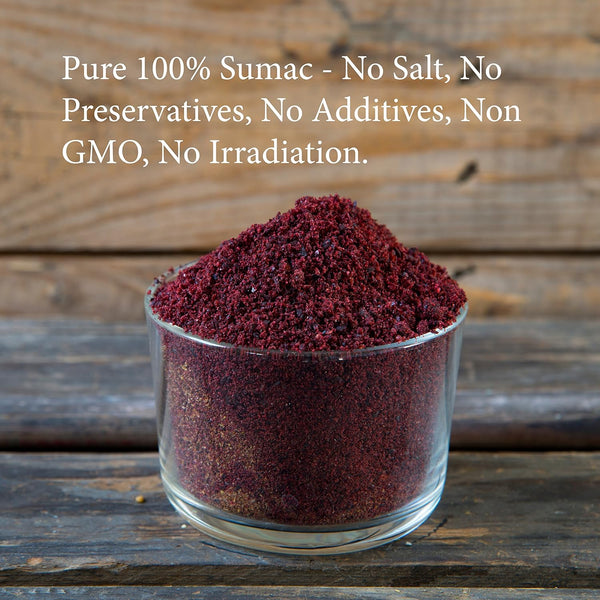 The Spice Way 100% Ground Sumac Spice No Salt GMO Irradiation Sumac Seasoning Powder 4 oz Resealable Bag