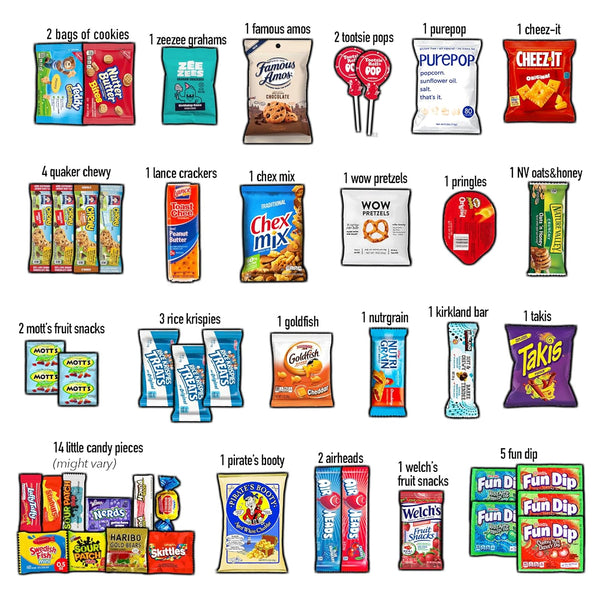 45-count snack variety pack with sweet, salty, and savory