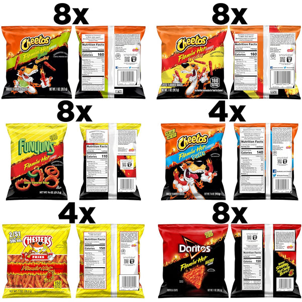 Frito-Lay Flamin' Hot Mix Variety Pack, 40 Single Serve Bags, 3.34 Pounds, Packaging May Vary