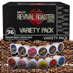 InfuSio Coffee Pods Variety Pack, 96 Count, 12 Crafted Medium & Dark Roast Blends, Compatible with Keurig 2.0 Brewers