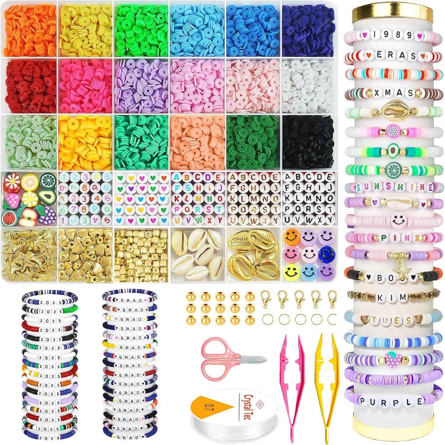 OHOME Stocking Stuffers - 5300 Clay Beads Bracelet Making Kit,Arts and Crafts for Kids Ages 8-12,Christmas Gifts Crafts Games Toys for 3-10 Year Old Birthday,Christmas Gifts for Grandkids