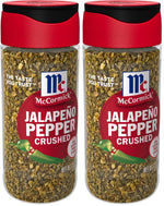 McCormick Crushed Jalapeño Pepper, 1.37 oz, bold flavor and moderate heat.