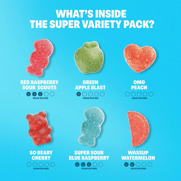Shameless Snacks Sour Candy & Fruit Snacks - Gummy Candy Variety Pack, Keto Snacks, Sour Gummy Worms & Gummy Bears in Bulk, 3g Sugar Gluten Free Vegan for Kids & Adults
