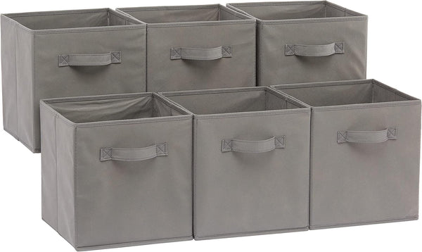 Collapsible fabric storage cube bins with handles for organization