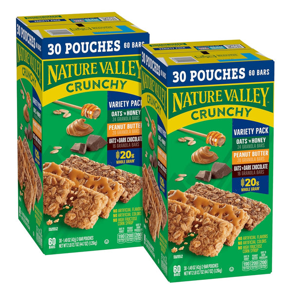 Nature Valley Crunchy Granola Bars Value Pack 60 Bars 44.7 OZ Count