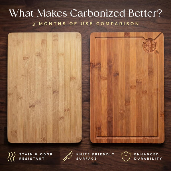 Carbonized Bamboo 3-Piece Cutting Board Set for Kitchen