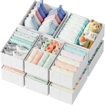 12-piece drawer organizer set for nursery, bedroom, and closet storage