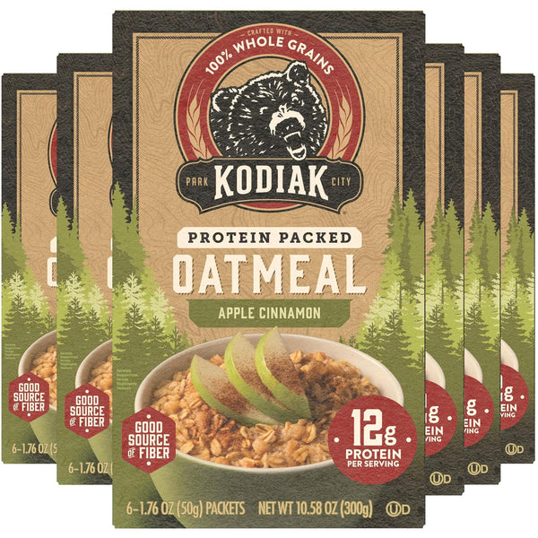 Kodiak Instant Oatmeal Packets, Chocolate Chip, High Protein, 100% Whole Grains, 6 boxes with 6 packets each (36 packets total)