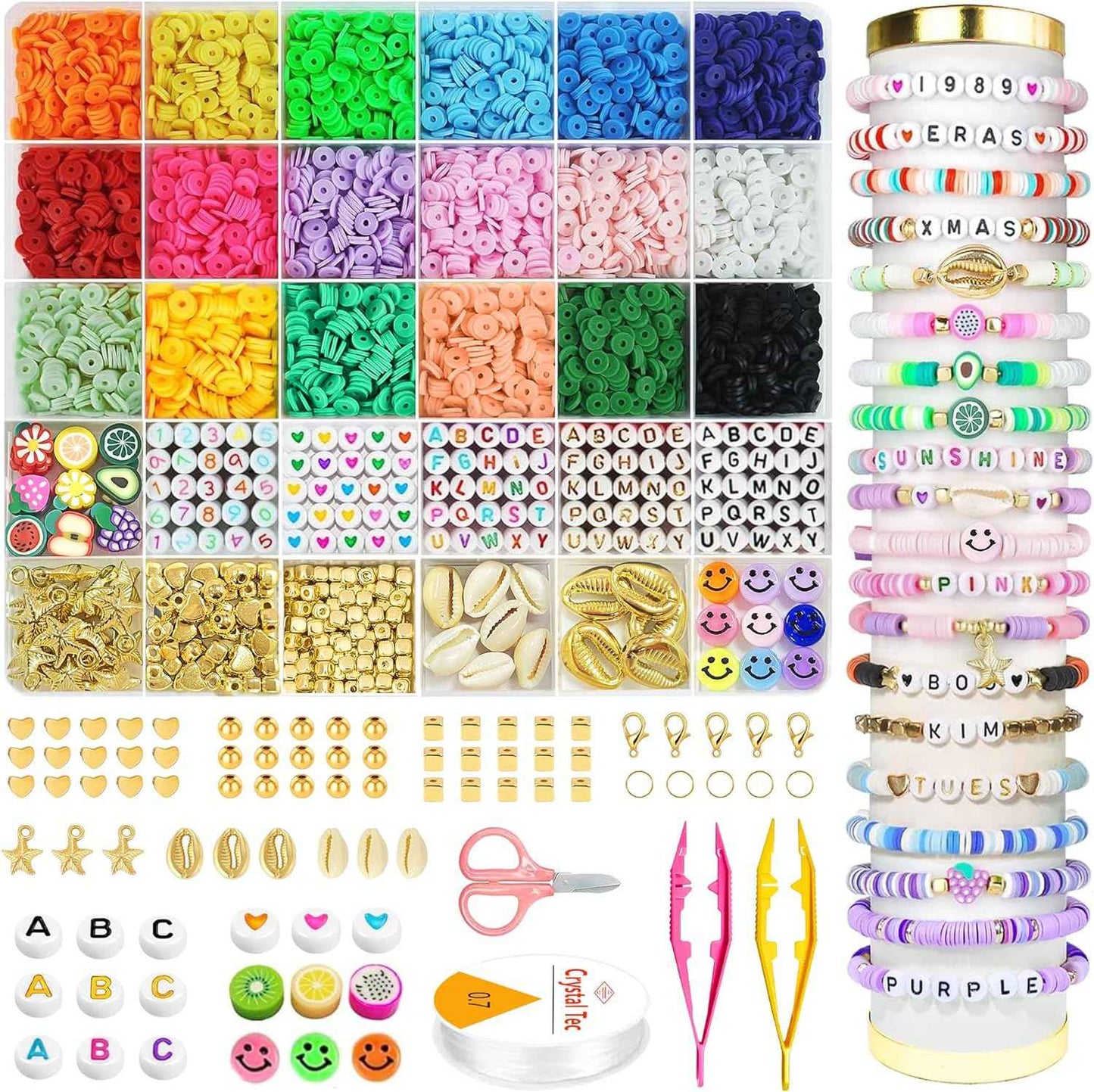 OHOME Stocking Stuffers - 5300 Clay Beads Bracelet Making Kit,Arts and Crafts for Kids Ages 8-12,Christmas Gifts Crafts Games Toys for 3-10 Year Old Birthday,Christmas Gifts for Grandkids