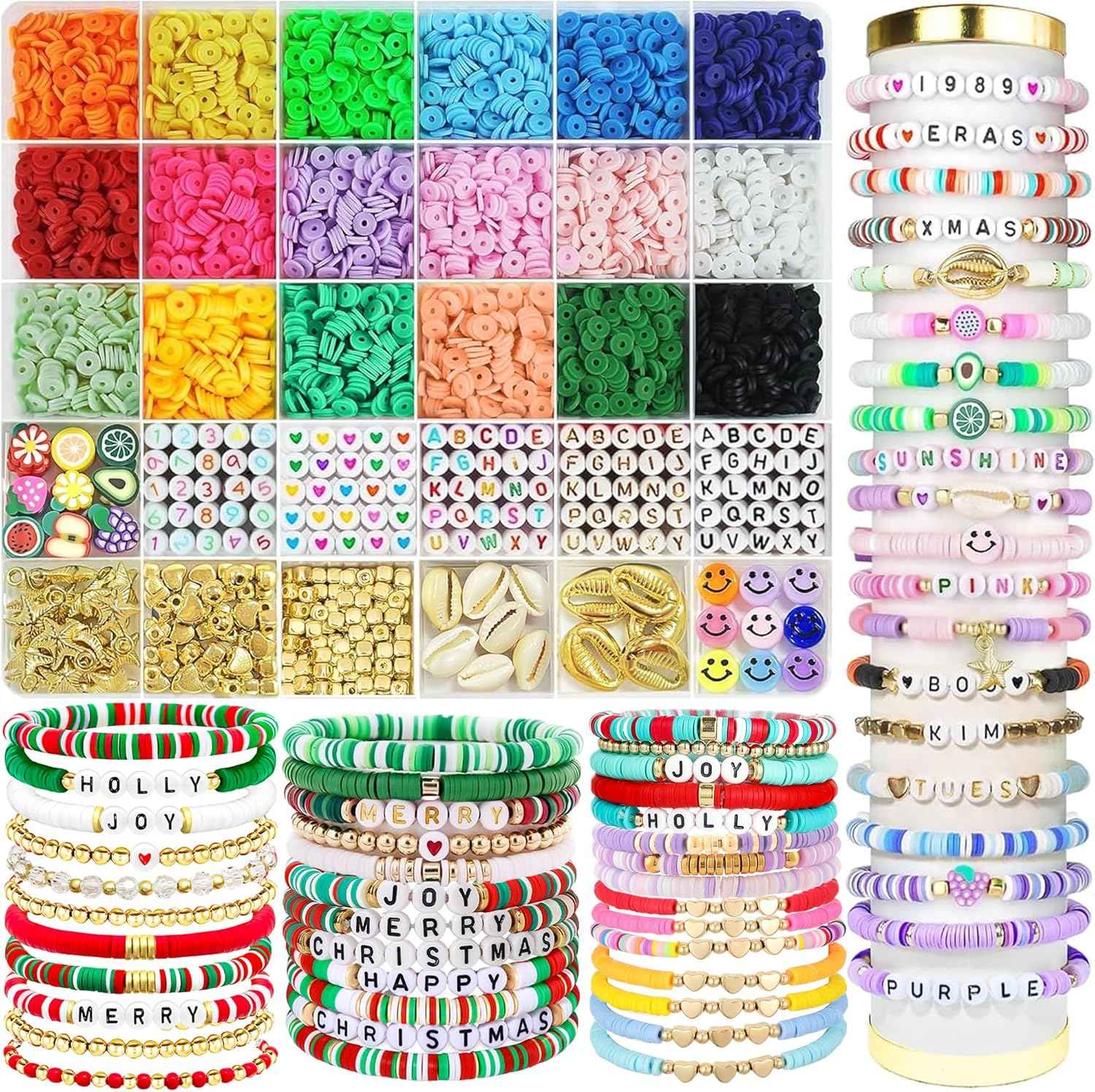 OHOME Stocking Stuffers - 5300 Clay Beads Bracelet Making Kit,Arts and Crafts for Kids Ages 8-12,Christmas Gifts Crafts Games Toys for 3-10 Year Old Birthday,Christmas Gifts for Grandkids