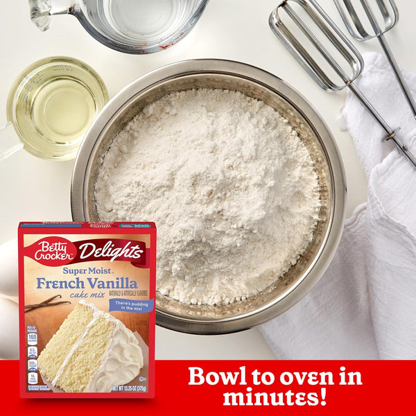 Betty Crocker Delights Super Moist French Vanilla Cake Mix, 13.25 oz, America's #1 Cake Mix brand