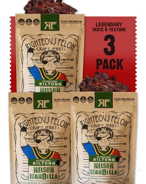 Righteous Felon Biltong Beef Jerky Variety Pack with 3 Flavors