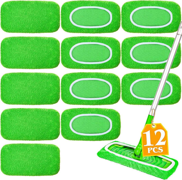 6-Pack Reusable Mop Pads Compatible with Sweeper Mop - 100% Coral Fleece Washable Refills - Microfiber Dry & Wet Sweeping Cloths for Multi-Surface/Hardwood Floor Cleaning