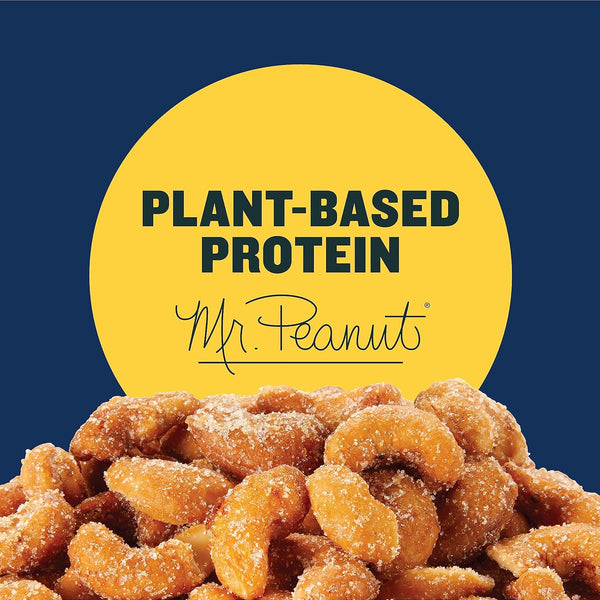 PLANTERS Deluxe Honey Roasted Whole Cashews: Sweet & Salty Snack, Plant-Based Protein, Crunchy Texture, Resealable Canister