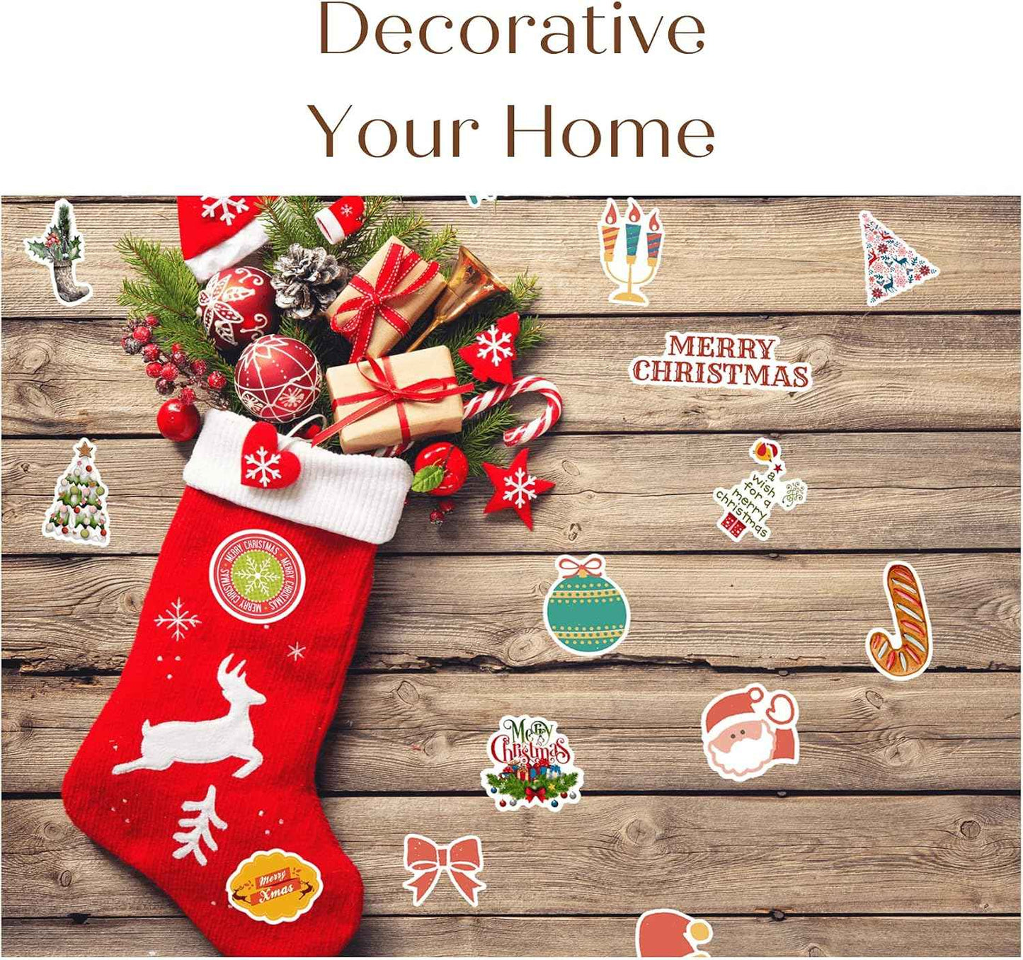 100PCS Christmas Theme Stickers, Non-Repeating Vinyl Waterproof Holiday Stickers, Holiday Gifts for Kids and Teens, Xmas Party Favorite, Stocking Stuffers for Kids Toddlers Teens Boys Girls