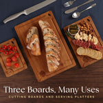 Carbonized Bamboo 3-Piece Cutting Board Set for Kitchen