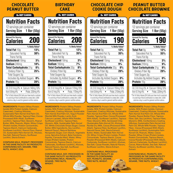JUNKLESS Protein Bars Variety Pack with 4 Flavors and 12 Bars