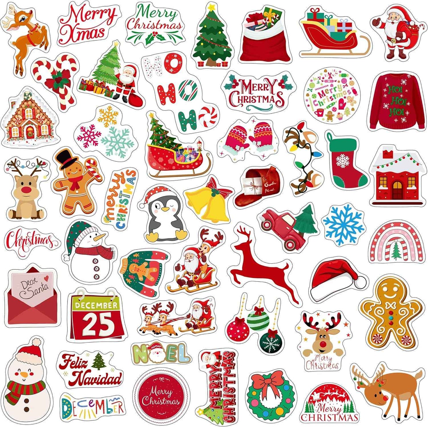 Christmas Stickers Christmas Decorations Party Supplies Party Favors Accessories Gift Idea For Boys Girls Kids Teens Adult Family Celebration Christmas Tree Santa Claus Reindeer Winter Snow Xmas Décor