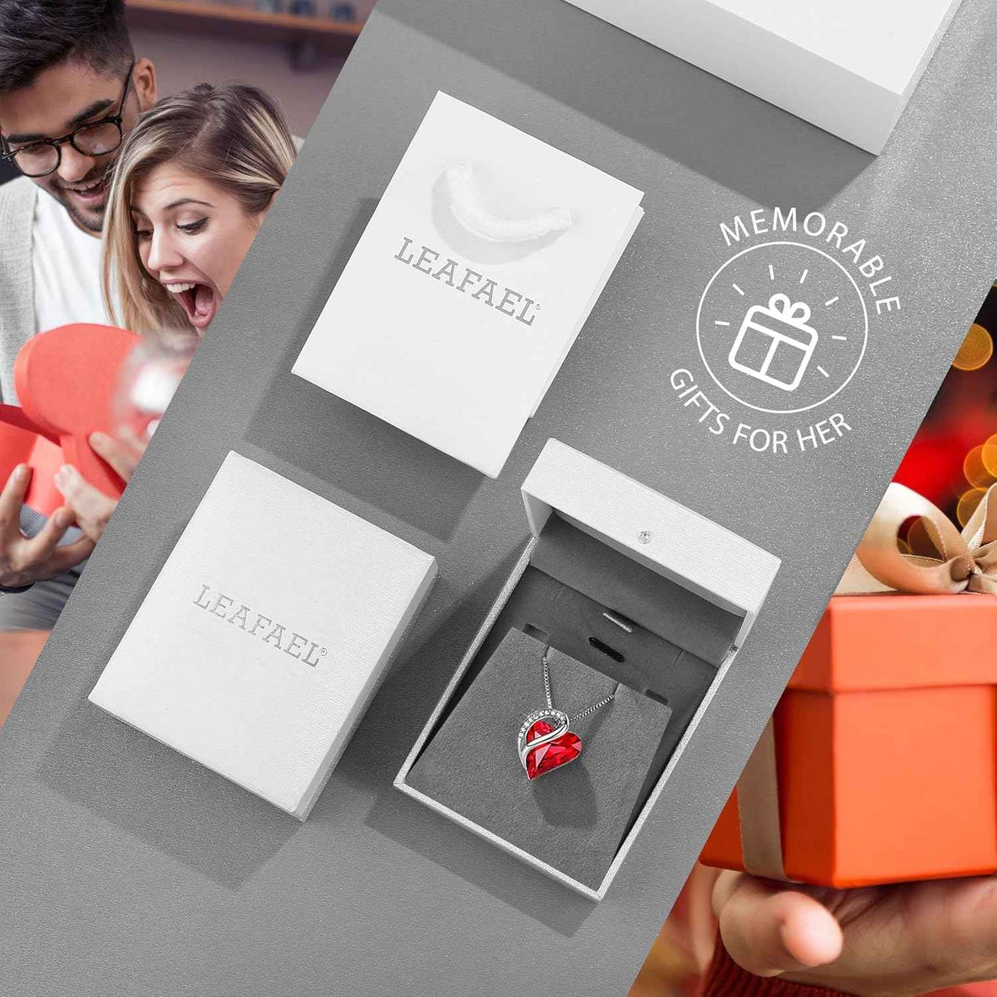 Leafael Valentine's Day Gift Necklaces for Women, Infinity Love Birthstone Heart Crystal Pendant, Birthday Anniversary Jewelry for Wife, Mom, and Her, Silver Plated, 18" + 2" Adjustable Chain | Gifts for Her, Birthday Jewelry, 18 plus 2 inch, Mom, Wife