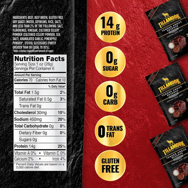 Tillamook Country Smoker Tender Angus Reserve Original Beef Jerky 6 oz
