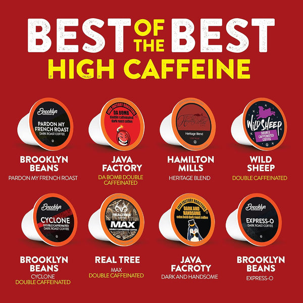 Variety Pack of 40 High Caffeine Coffee Pods for Keurig K Cup Brewers