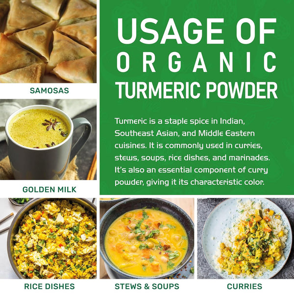Jiva Organics 1 Pound USDA Organic Turmeric Powder - High Curcumin Content from India