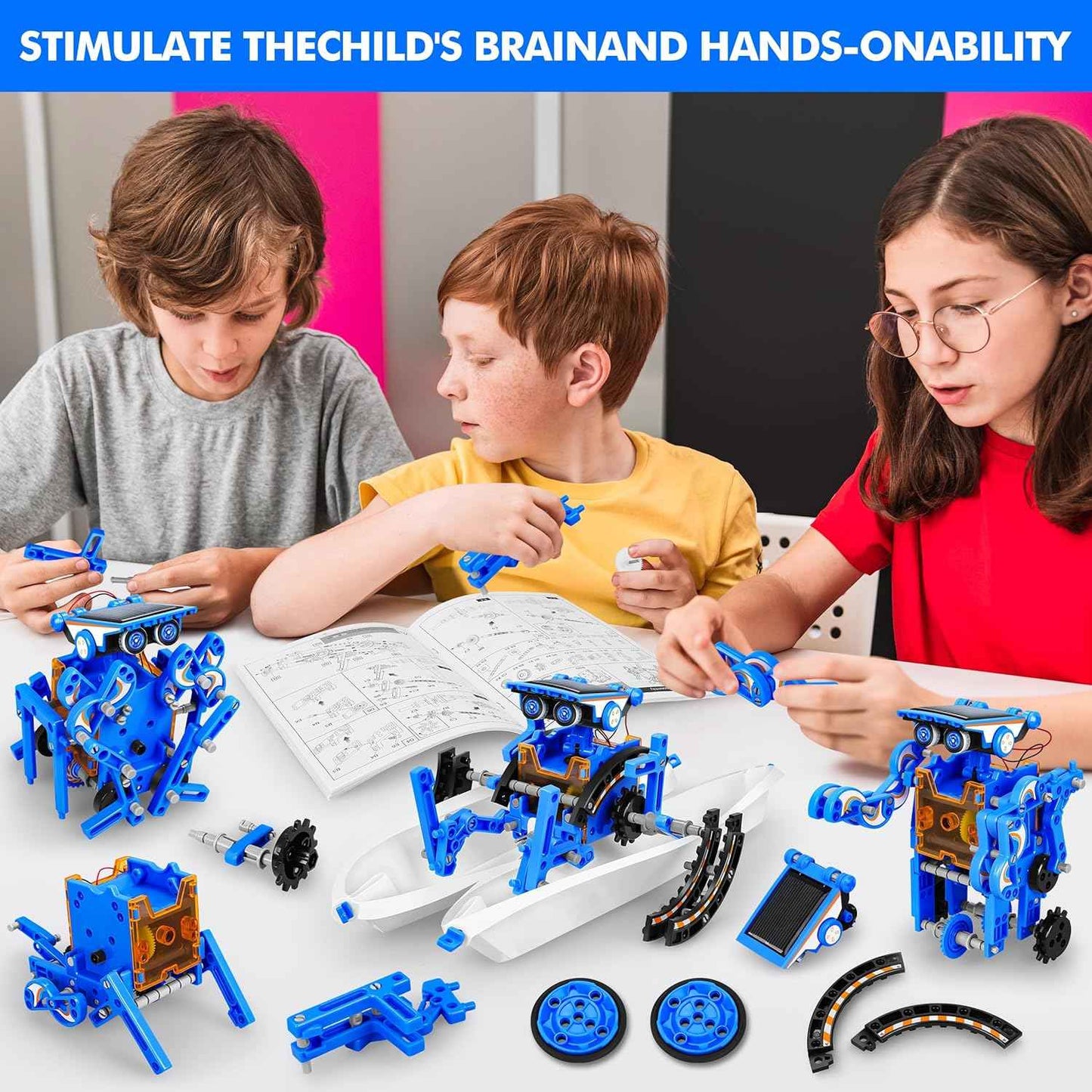STEM 13-in-1 Education Solar Power Robots Toys for Boys Age 8+ , Educational Toy DIY Science Kits for Kids, Building Experiment Robotics Set Birthday Gifts for 8+ years old boys and girls .