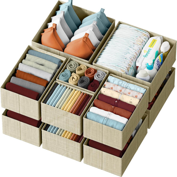 12-piece drawer organizer set for nursery, bedroom, and closet storage