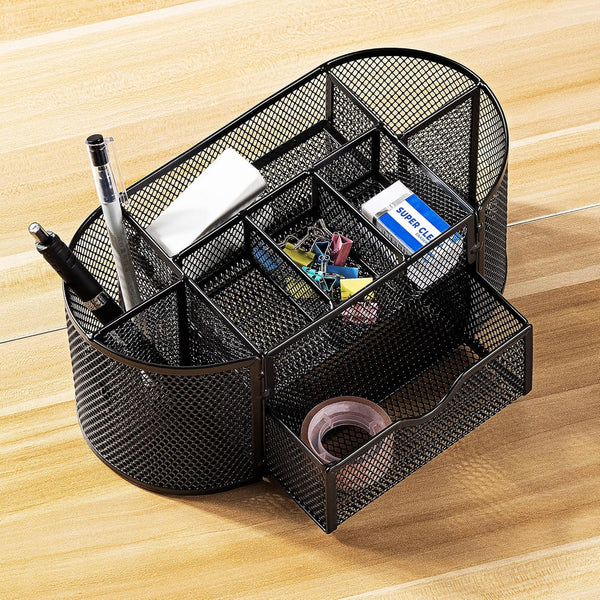 Amazon Basics Mesh Desk Organizer with Pen Holder and Storage