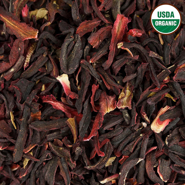 100% Certified Organic Hibiscus Flowers Herbal Tea, 1LB, Caffeine Free, Bulk Resealable Bag