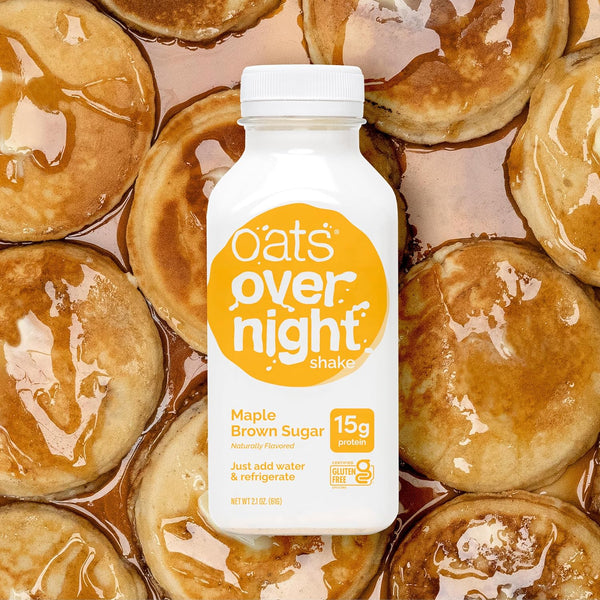 Oats Overnight Maple Brown Sugar Overnight Oats, High Protein Oatmeal Shake (15g Protein) – Just Add Water Breakfast, Gluten Free, Non-GMO, Meal Replacement Drink (2.1 oz, 10 Pack)