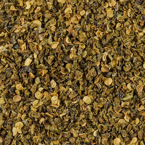 McCormick Crushed Jalapeño Pepper, 1.37 oz, bold flavor and moderate heat.