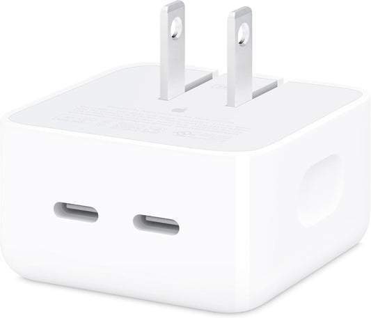 Apple 35W Dual USB C Compact Power Adapter Fast Type C Wall Charger for iPhone iPad and AirPods