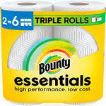 Bounty Essentials Select-A-Size White Paper Towels, 2 Triple Rolls, 6 Regular Rolls Equivalent